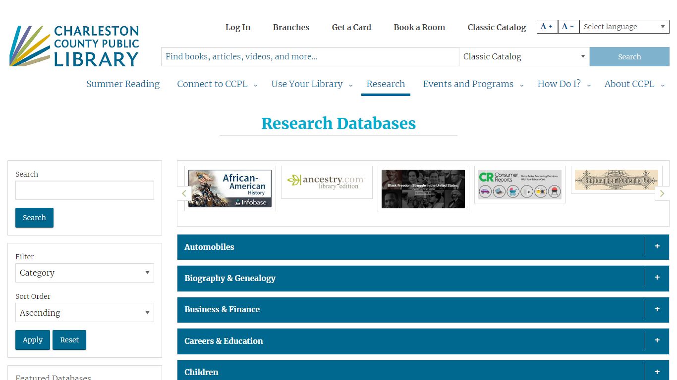 Research Databases - Charleston County Public Library